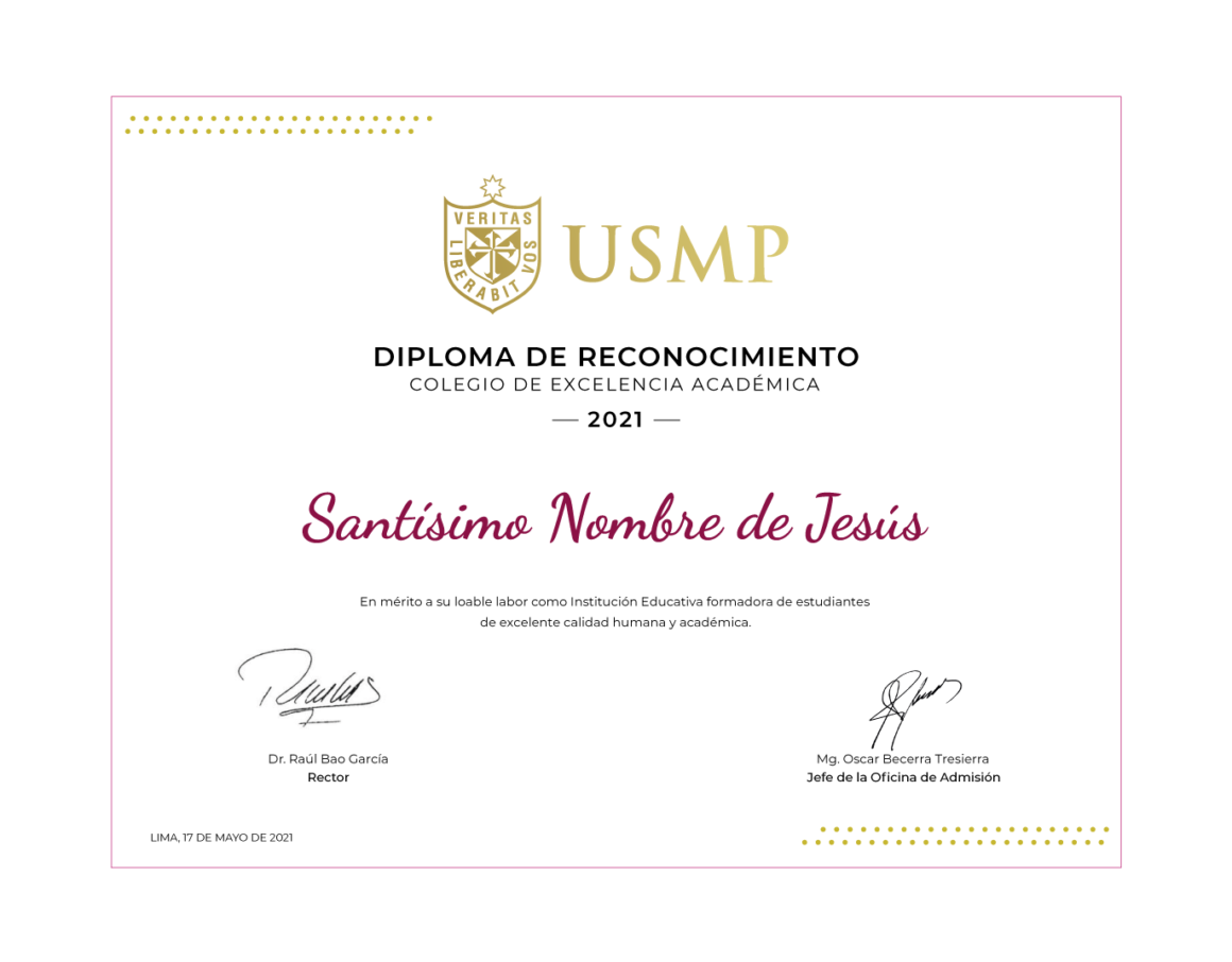 La Universidad San Martín de Porres nos otorgó el Reconocimiento a la Excelencia Académica 2021